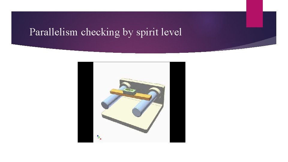 Parallelism checking by spirit level 