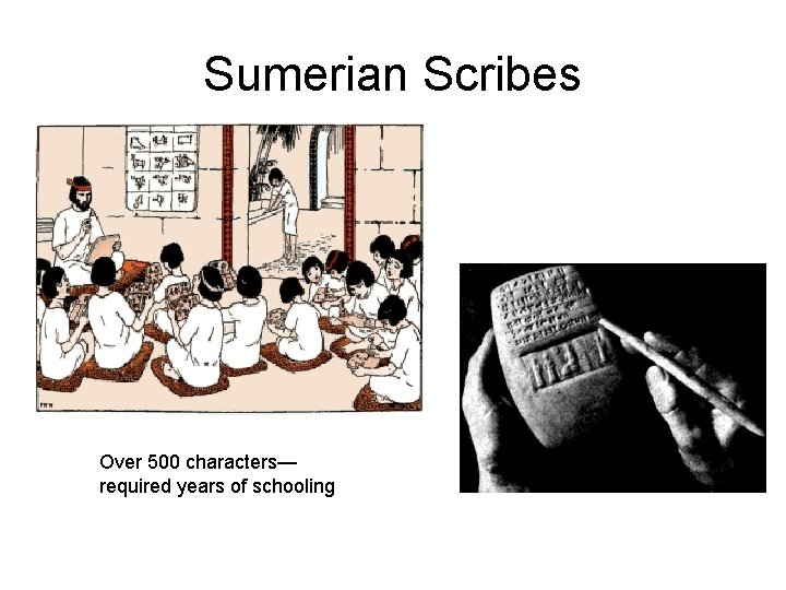 Sumerian Scribes Over 500 characters— required years of schooling 