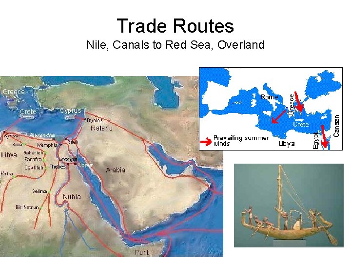 Trade Routes Nile, Canals to Red Sea, Overland 