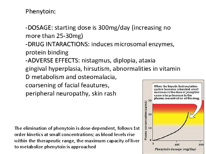 Phenytoin: -DOSAGE: DOSAGE starting dose is 300 mg/day (increasing no more than 25 -30
