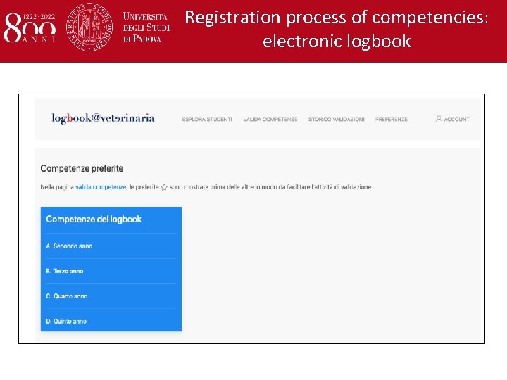 Registration process of competencies: electronic logbook 