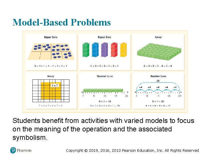 Model-Based Problems Students benefit from activities with varied models to focus on the meaning