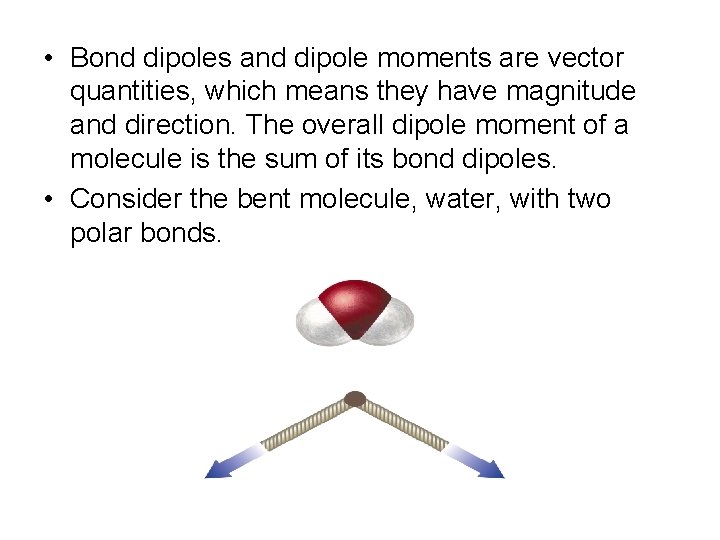  • Bond dipoles and dipole moments are vector quantities, which means they have