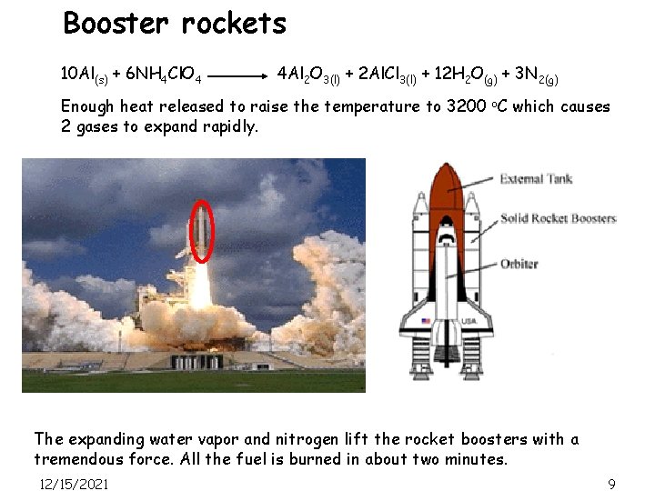 Booster rockets 10 Al(s) + 6 NH 4 Cl. O 4 4 Al 2