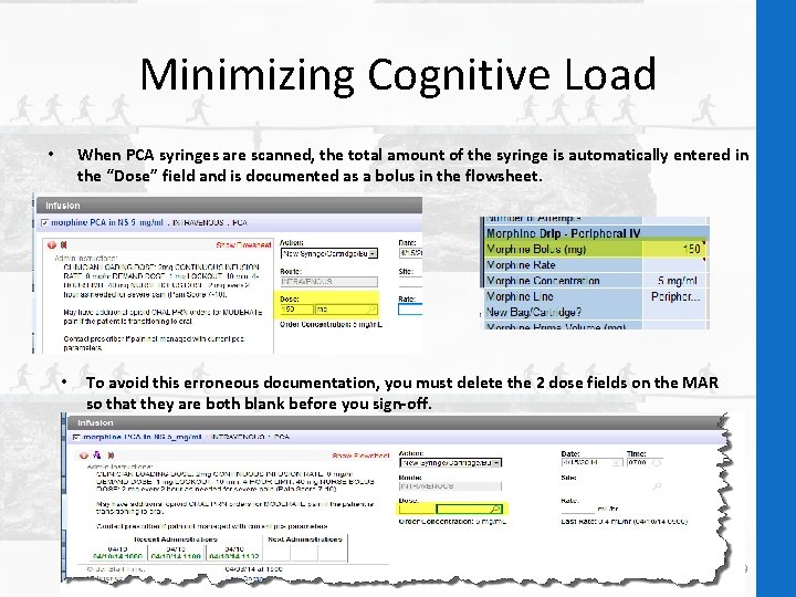 Minimizing Cognitive Load When PCA syringes are scanned, the total amount of the syringe