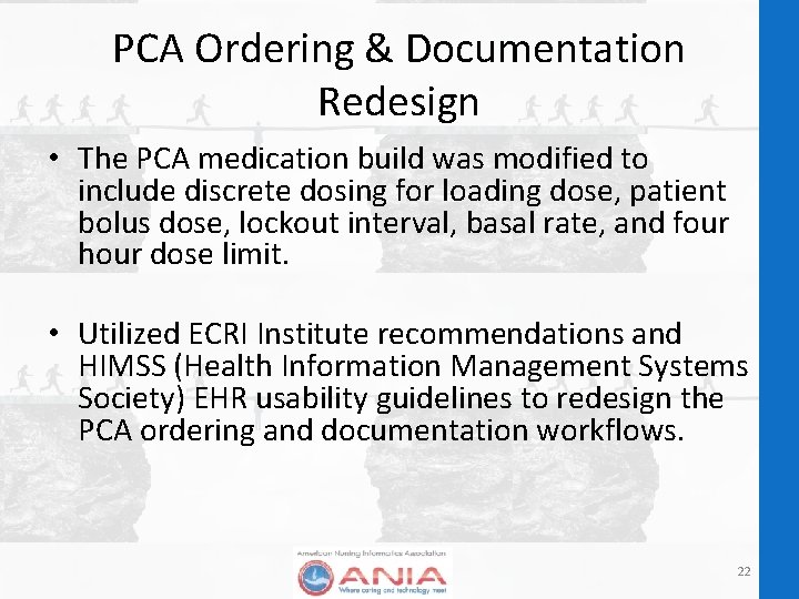 PCA Ordering & Documentation Redesign • The PCA medication build was modified to include