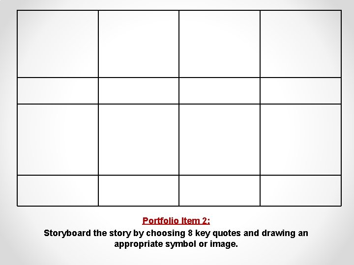 Portfolio Item 2: Storyboard the story by choosing 8 key quotes and drawing an