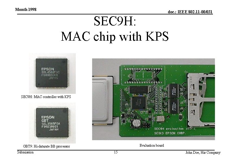 Month 1998 doc. : IEEE 802. 11 -00/031 SEC 9 H: MAC chip with