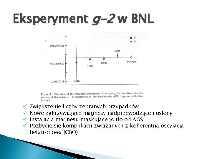 Eksperyment g-2 w BNL ü ü Zwiększenie liczby zebranych przypadków Nowe zakrzywiające magnesy nadprzewodzące