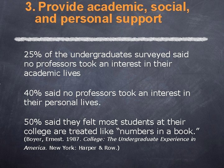 3. Provide academic, social, and personal support 25% of the undergraduates surveyed said no 3. Provide academic, social, and personal support 25% of the undergraduates surveyed said no