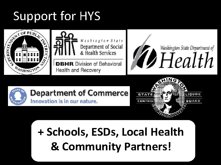 Support for HYS + Schools, ESDs, Local Health & Community Partners! 