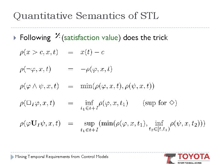 Quantitative Semantics of STL Following (satisfaction value) does the trick Mining Temporal Requirements from