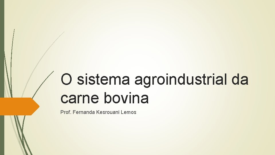 O sistema agroindustrial da carne bovina Prof. Fernanda Kesrouani Lemos 