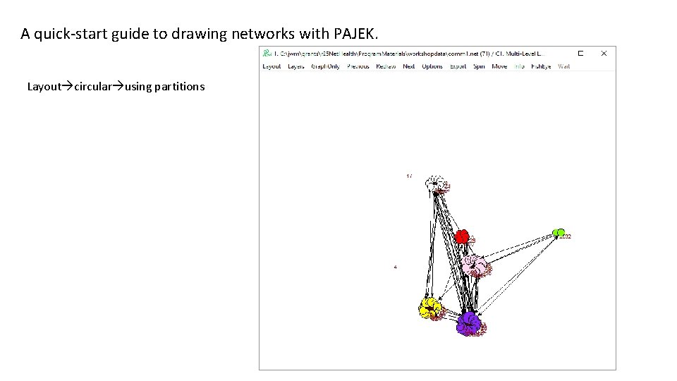A quick-start guide to drawing networks with PAJEK. Layout circular using partitions 