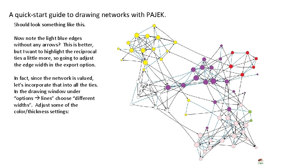 A quick-start guide to drawing networks with PAJEK. Should look something like this. Now