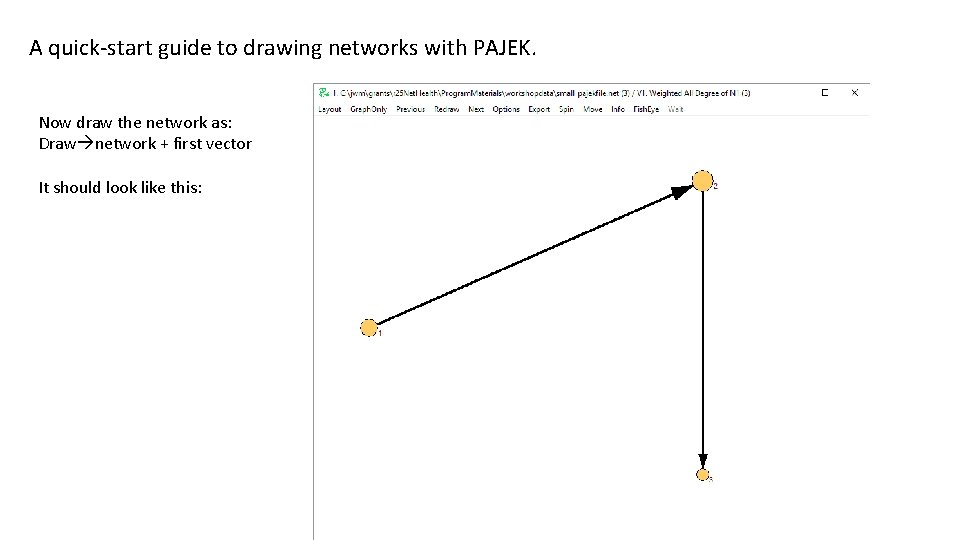 A quick-start guide to drawing networks with PAJEK. Now draw the network as: Draw