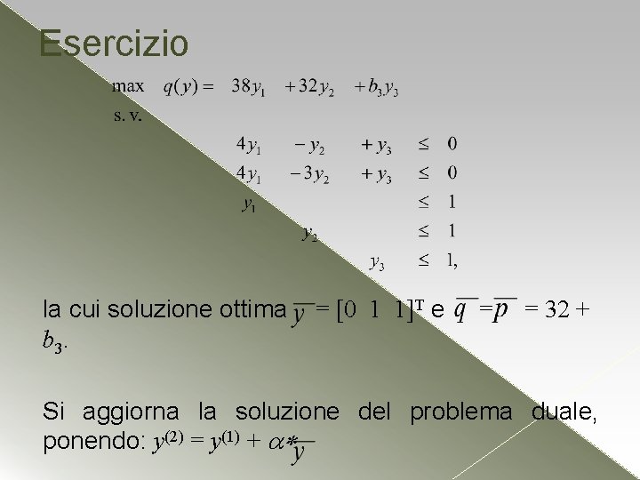 Esercizio la cui soluzione ottima b 3. = [0 1 1]T e = =