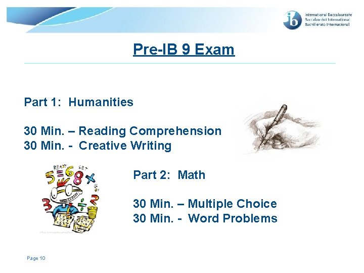 Pre-IB 9 Exam Part 1: Humanities 30 Min. – Reading Comprehension 30 Min. - Pre-IB 9 Exam Part 1: Humanities 30 Min. – Reading Comprehension 30 Min. -