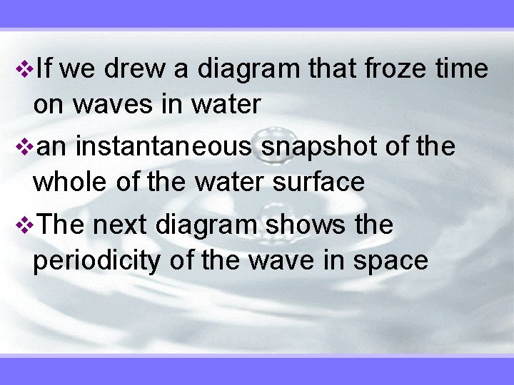 v. If we drew a diagram that froze time on waves in water van