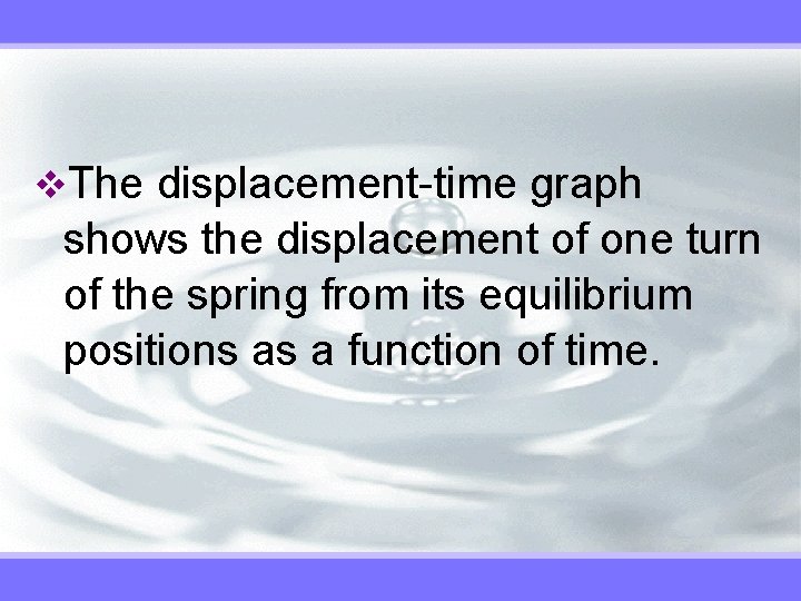 v. The displacement-time graph shows the displacement of one turn of the spring from