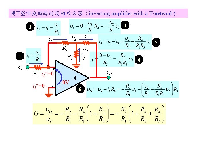 用T型回授網路的反相放大器（inverting amplifier with a T-network) 3 2 R 3 1 I R 1 i.