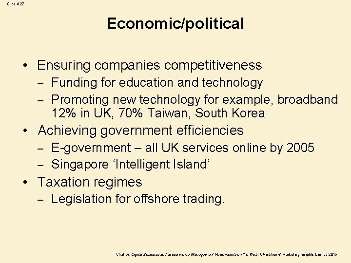 Slide 4. 27 Economic/political • Ensuring companies competitiveness Funding for education and technology –