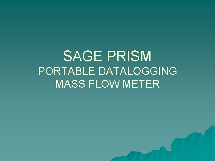 SAGE PRISM PORTABLE DATALOGGING MASS FLOW METER 