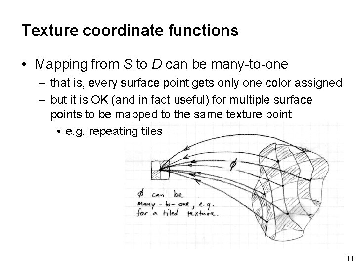 Texture coordinate functions • Mapping from S to D can be many-to-one – that
