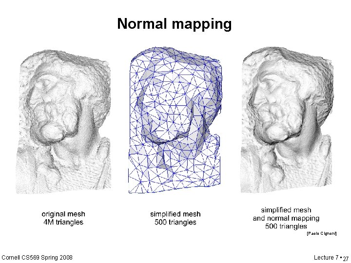 Normal mapping [Paolo Cignoni] Cornell CS 569 Spring 2008 Lecture 7 • 27 