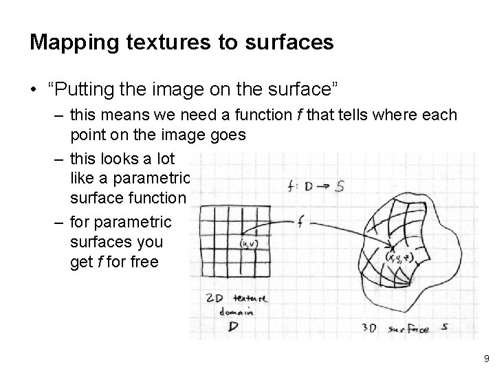 Mapping textures to surfaces • “Putting the image on the surface” – this means
