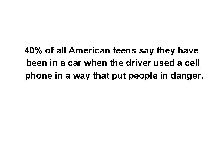 40% of all American teens say they have been in a car when the