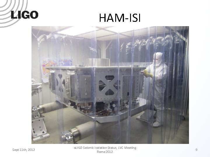 HAM-ISI Sept 11 th, 2012 a. LIGO Seismic Isolation Status, LVC Meeting Rome 2012