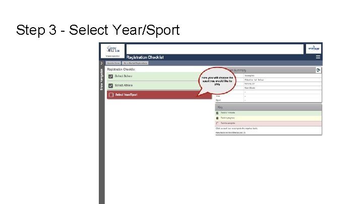 Step 3 - Select Year/Sport 