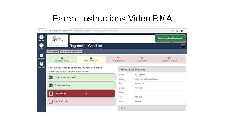 Parent Instructions Video RMA 