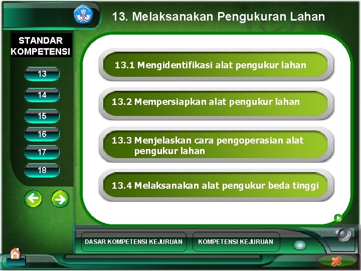 13. Melaksanakan Pengukuran Lahan STANDAR KOMPETENSI 13 14 13. 1 Mengidentifikasi alat pengukur lahan