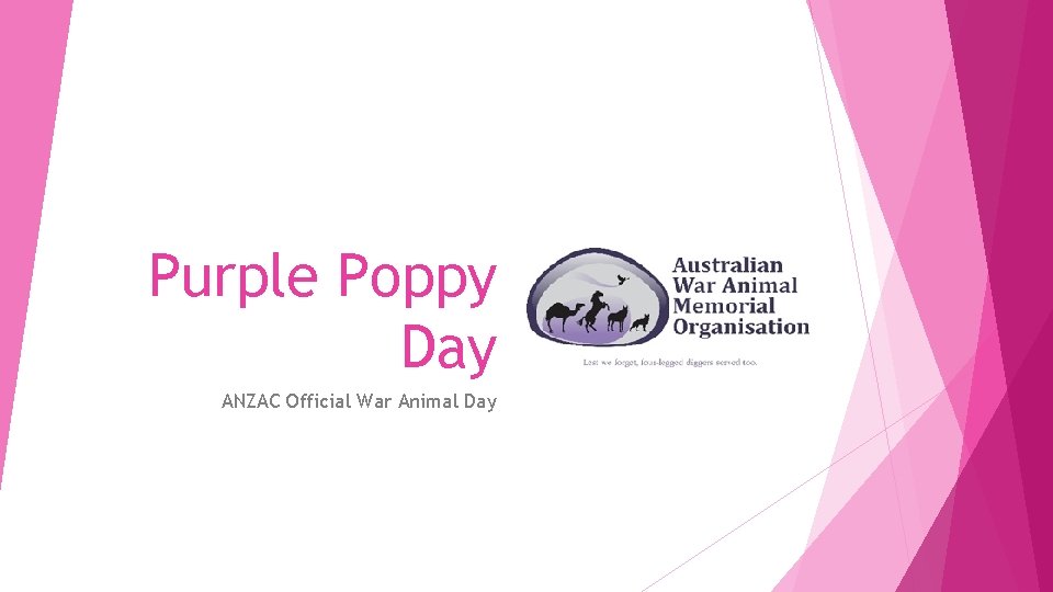 Purple Poppy Day ANZAC Official War Animal Day 