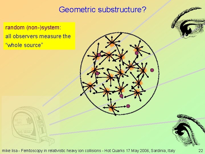 Geometric substructure? random (non-)system: all observers measure the “whole source” mike lisa - Femtoscopy
