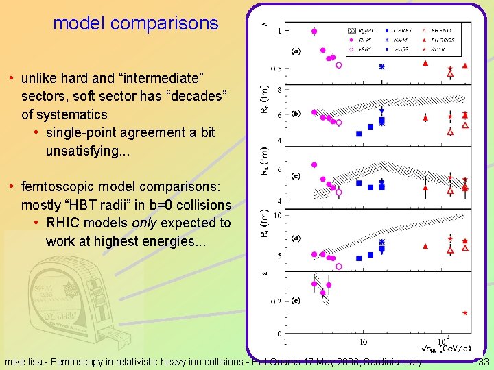 model comparisons • unlike hard and “intermediate” sectors, soft sector has “decades” of systematics