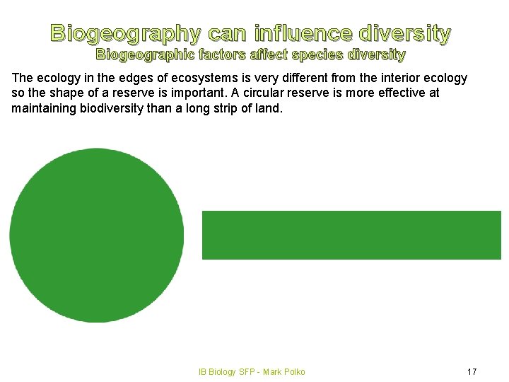 Biogeography can influence diversity Biogeographic factors affect species diversity The ecology in the edges