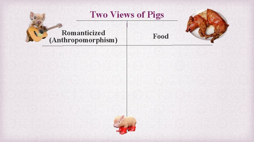 Two Views of Pigs Romanticized (Anthropomorphism) Food 