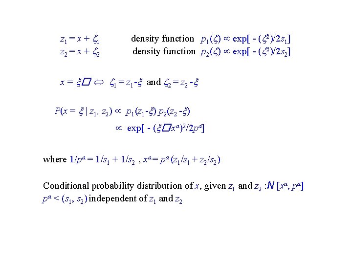 z 1 = x + 1 z 2 = x + 2 density function