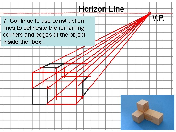 7. Continue to use construction lines to delineate the remaining corners and edges of