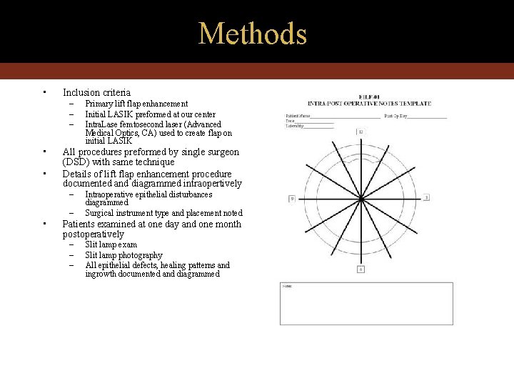Methods • Inclusion criteria – – – • • All procedures preformed by single