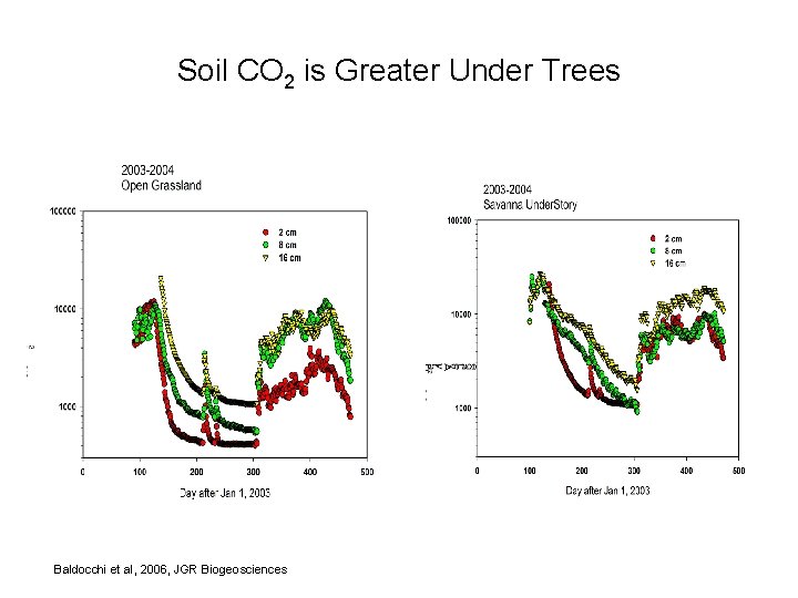 Soil CO 2 is Greater Under Trees Baldocchi et al, 2006, JGR Biogeosciences 