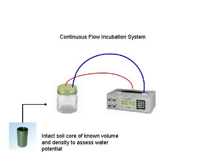 Continuous Flow Incubation System Intact soil core of known volume and density to assess