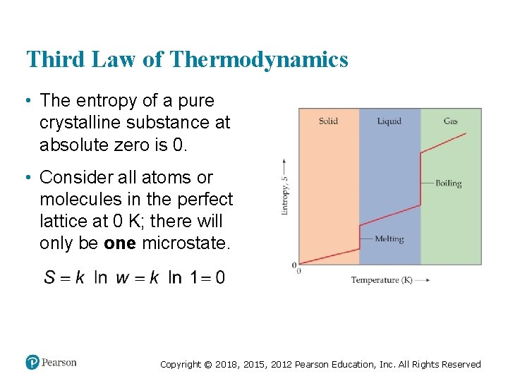 Third Law of Thermodynamics • The entropy of a pure crystalline substance at absolute
