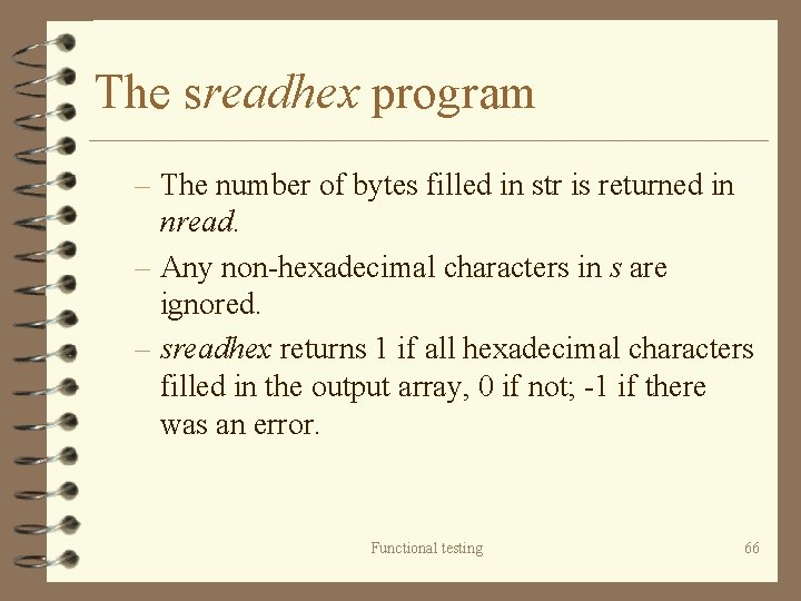 The sreadhex program – The number of bytes filled in str is returned in