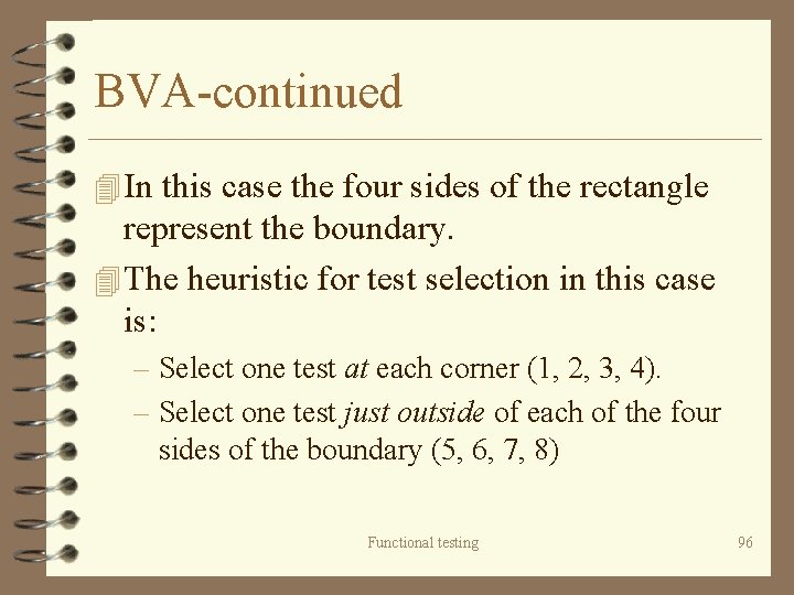 BVA-continued 4 In this case the four sides of the rectangle represent the boundary.