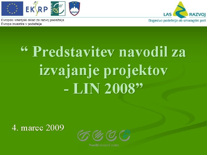 “ Predstavitev navodil za izvajanje projektov - LIN 2008” 4. marec 2009 