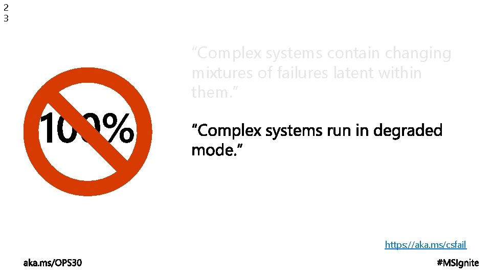 2 3 “Complex systems contain changing mixtures of failures latent within them. ” https: